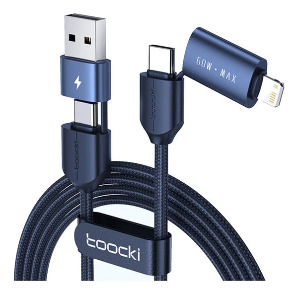 Cable Carga Lightning USB-C 4 En 1 Para iPhone Y Android