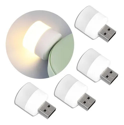 Mini Foco Luz Led Lampara Usb portatil color blanco (4 Pzs)