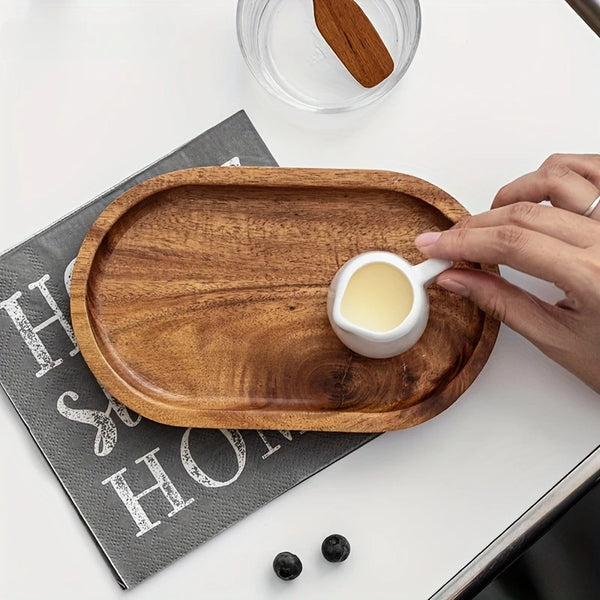Vajilla redonda de madera maciza con estilo japonés (1 und)