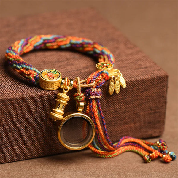 Pulsera de estilo tibetano tejida a mano para hombres y mujeres