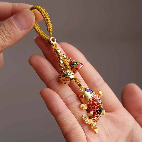 Llavero de koi en metal dorado de alta calidad buena suerte