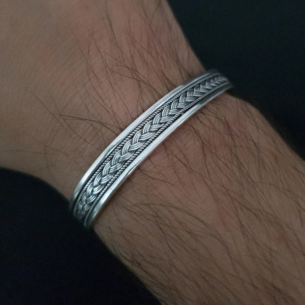Pulsera de plata pura 925 hecha a mano por artesano para hombre